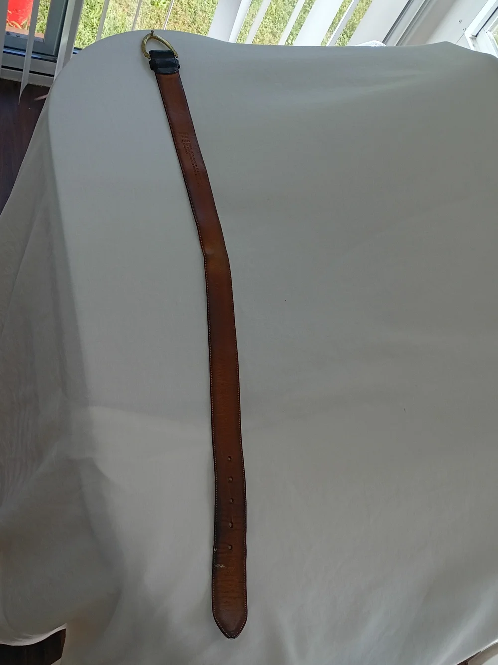 VTG COACH Belt Men's M Black French Calfskin Suede Lining Brass Buckle USA #3906
